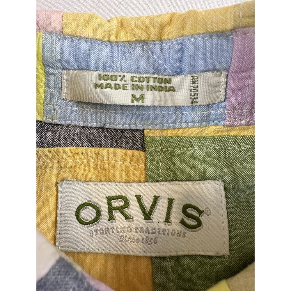 Vintage Orvis Madras Patchwork Colorfull Fly Fishing Shirt India Men M Retro - Picture 5 of 9
